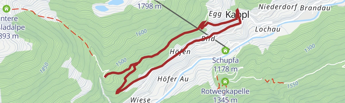Route map: K.4 Diasweg - Heiligkreuz Kapelle - Ruhesteinkapelle